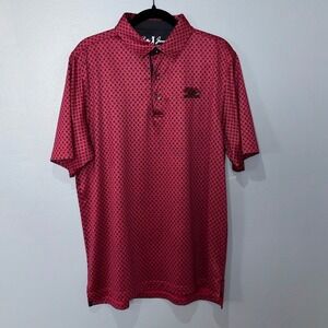 Bobby Jones Polo Shirt Mens L Red Poly Blend Golf Desert Mountain Classic Trendy